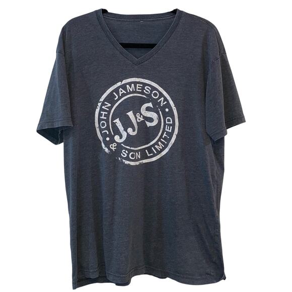 John Jameson & Son Limited V Neck Graphic Short Sleeve Tee Shirt - Picture 1 of 3